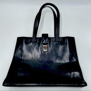 VINTAGE FURLA WOMEN’S BLACK LEATHER TOTE